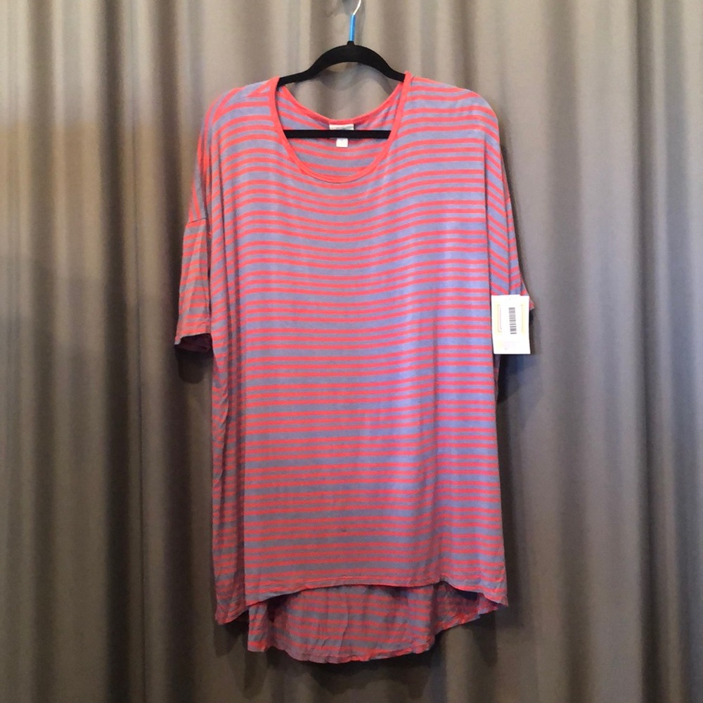 LuLaRoe Irma XL Heather Purple and Coral Stripe